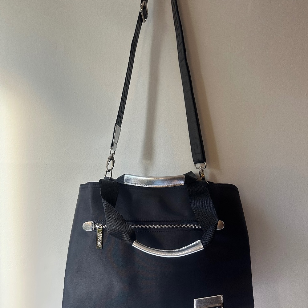 Versace Fragrance Tote Bag Black & Silver Key Logo Strap Dust Bag SEALED PACKAGE